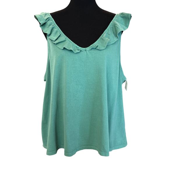New ~ TREASURE & BOND ~ Ruffle Trim Sleeveless Organic Cotton Top Size 2X - Picture 4 of 8